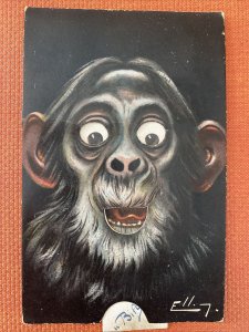 J66/ Mechanical Ape Chimp Comic Postcard c1910 Artist Signed Ellam Belgium 107