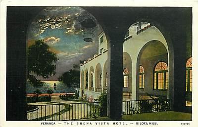 MS-BILOXI-THE BUENA VISTA HOTEL-VERANDA-EARLY-T44375