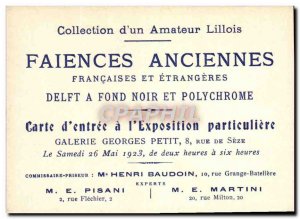 Business Card Potter Pottery old Faiences Galerie Georges Petit Rue de Seze P...