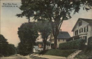 Littleton NH West Main St. Homes c1910 Hand Colored Postcard