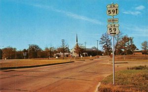 LUFKIN, TX Texas  US HIGHWAY 59 Entering Town~Church ANGELINA CO Chrome Postcard