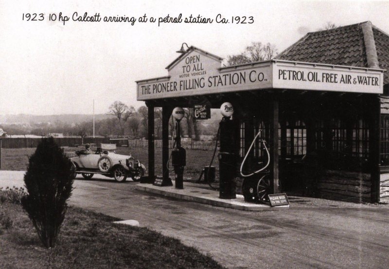 UK - England, Devon. 1923 10HP Calcott at Petrol Sta. circa 1923  (Photo Repr...