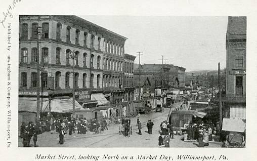 PA - Williamsport. Market Street Looking North on a Market Day