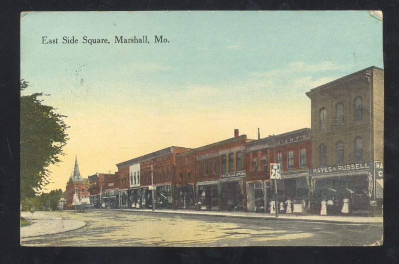 MARSHALL MISSOURI DOWNTOWN EAST SIDE SQUARE STREET SCENE OLD POSTCARD