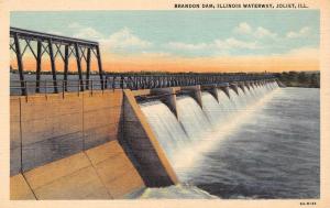 JOLIET, IL  Illinois   BRANDON DAM    Kendall & Will Counties   c1940's Postcard