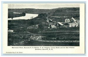 c1905 Birds Eye View Merrimack River Suncoock R.R Station New Hampshire Postcard 