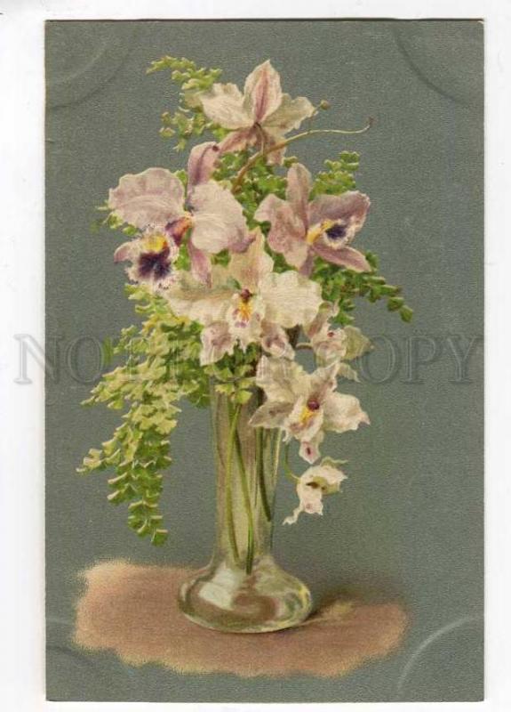 256932 C. KLEIN Vase Flowers ORCHID vintage RUSSIA Silver PC