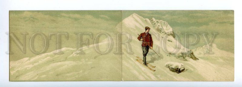 135481 SKIING vintage FOLDED postcard