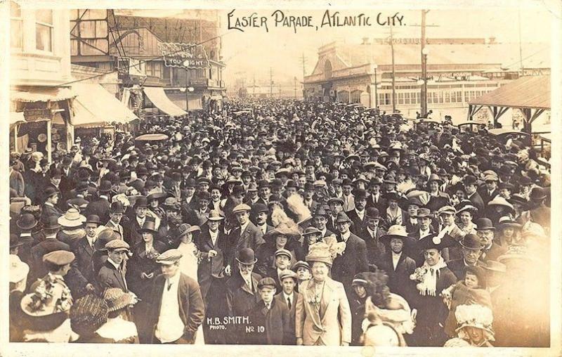 Atlantic City NJ 1912 Easter Parade Vaudeville Large Crowd Signed RPPC Postcard