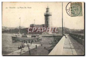 Old Postcard Marseille Lighthouse Boat Ste Marie