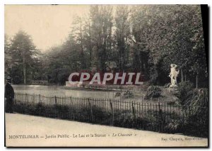 Old Postcard Montelimar Public Garden and the Statue Lake