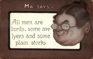 FLC Clavally - Old Woman Ma Says All Men are Birds c1910 Postcard myn