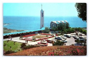 Wayfarers' Chapel Portuguese Bend California Postcard Aerial View Old Cars