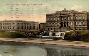 Iowa Des Moines Post Office and Library 1913
