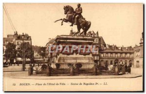 Rouen - Place de l & # 39Hotel City - Statue of Napoleon 1 Old Postcard