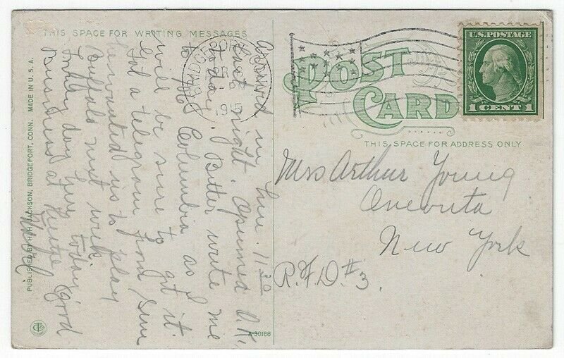 Bridgeport, Connecticut, Vintage Postcard View of Main Street, Looking North 