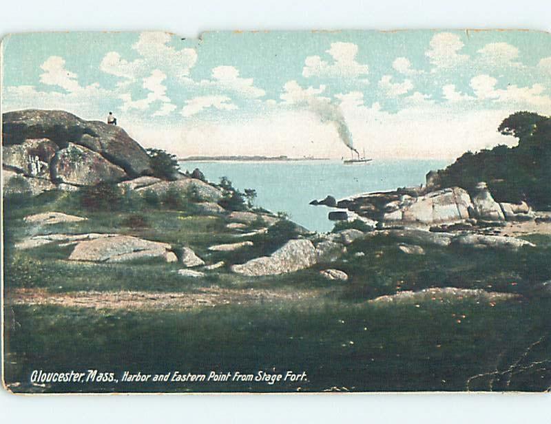 Pre-1907 EASTERN POINT FROM STAGE FORT Gloucester Massachusetts MA A1345