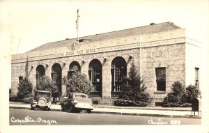 Corvallis OR United States Post Office Old Cars, Real Photo Postcard