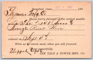 K44/ Stamford Connecticut Postcard c1890s Yale & Towne Man. Postal 430