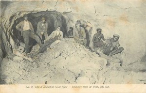South Africa Johannesburg deep gold mine hammer boys at work ca. 1910 postcard 