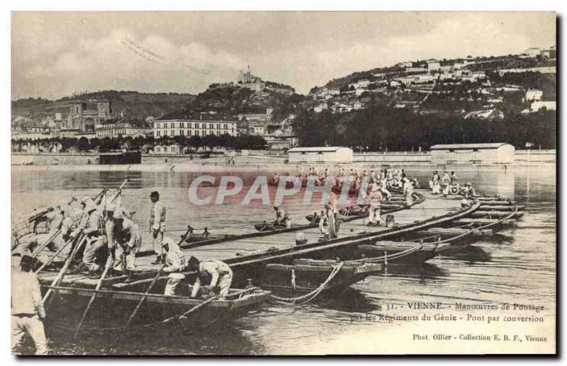 Postcard Old Army Vienna bypass maneuvers by regiments of Genie Bridge conver...