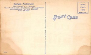 Elkton Maryland Georges Restaurant Linen Vintage Postcard AA99582