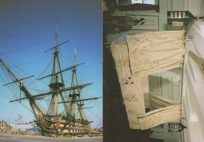 HMS Victory Nelsons Cot & Portside View 2x Rare Postcard s