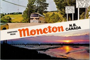 Greetings from Moncton NB New Brunswick Multiview Unused Postcard F59