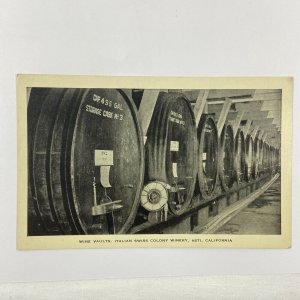 Wine Vaults, Barrels, Italian Swiss Colony Winery, CA, Asti, California Postcard