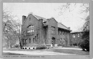 Manchester Indiana Public Library Street View Antique Postcard K35873