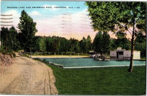 Sniders Lake and Swimming Pool Anniston AL c1943 Vintage Postcard E36