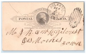 1891 J.B. & W. Gilcrest Atlantic Iowa IA Des Mointes IA Antique Postal Card