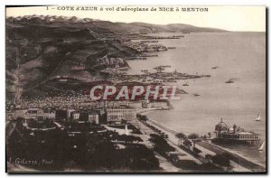 Old Postcard Cote d & # 39azur a theft & # 39aeroplane of Nice Menton