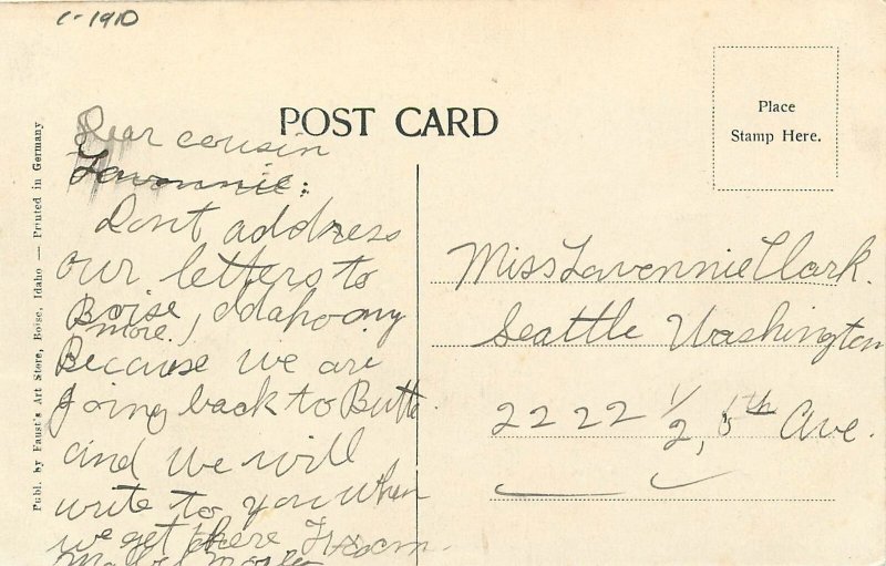 c1910 Boise Idaho Carnegie Library occupation Postcard 25-11747