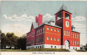 F90/ Stockton Illinois Postcard 1909 High School Building