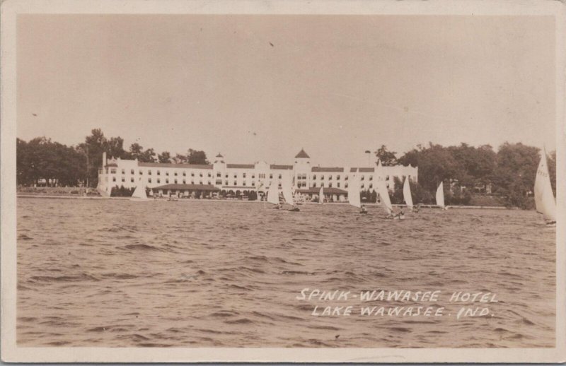 RPPC Postcard Spink Wawasee Hotel Lake Wawasee IN