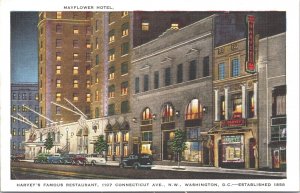 USA Mayflower Hotel Harvey's Famous Restaurant Washington DC Linen 09.53