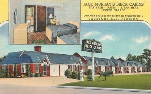 Postcard Florida Jacksonville Murrays Brick Cabin Interior Teich 1940s 23-7962