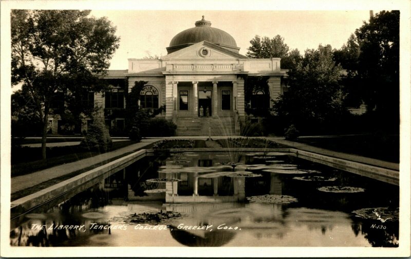 Library and Pond Reflection Teachers College Greeley Colorado CO UNP Postcard
