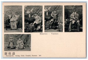 c1905 Women Girls Tientsin China, Multiview Unposted Antique Postcard