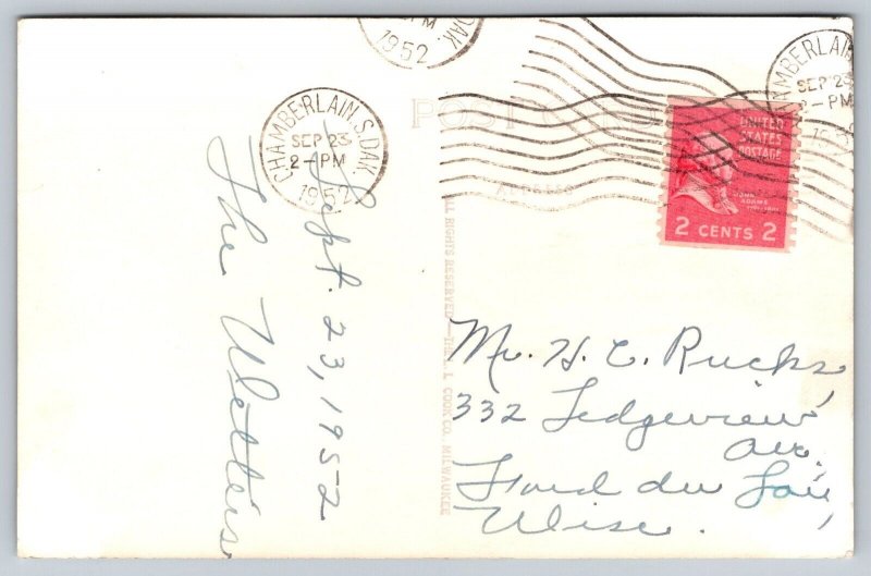 RPPC  1952  Chamberlain  South Dakota   Post Office  Postcard