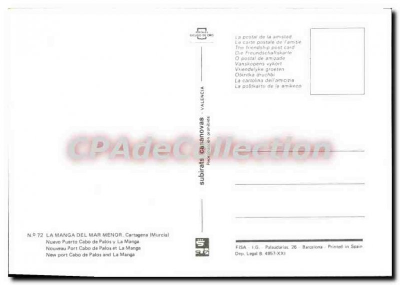 Modern Postcard La Manga del Mar Menor Cartagena