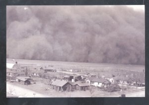 Foto Real Rolla Kansas 1935 tormenta de polvo Birdseye ver Depot postal copia 