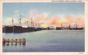 Postcard Ships in Harbor Corpus Christi Texas