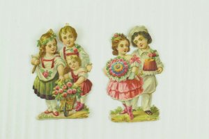 1880's-90's Die Cut Small Kids Valentine Love Victorian Cards Lot of 8 PD80