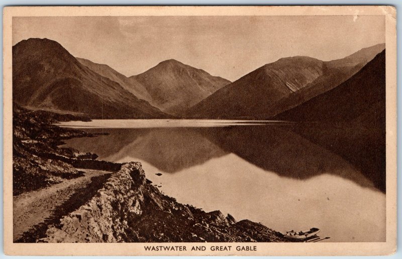 c1920s Wasdale, UK Great Gable Lake District Wastwater Postcard Path British A38