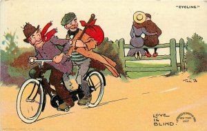 Postcard c-1910 Tom Browne bicycle Cycling romance comic humor TP24-3504