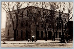 Postcard RPPC Photo Park Hotel Building Mother And Child Car c1910's Antique