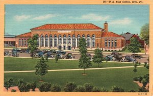 Vintage Postcard 1920's U.S. Post Office Building Erie Pennsylvania PA Structure