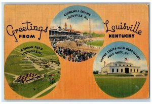 1941 Greetings From Louisville Kentucky KY, Multiview Posted Vintage Postcard 